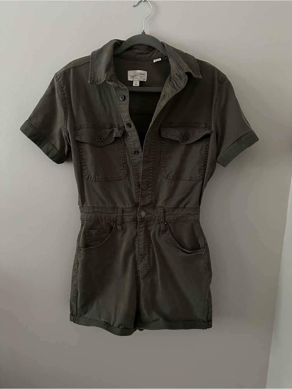 Universal Thread Olive Short Sleeve Utility Romper